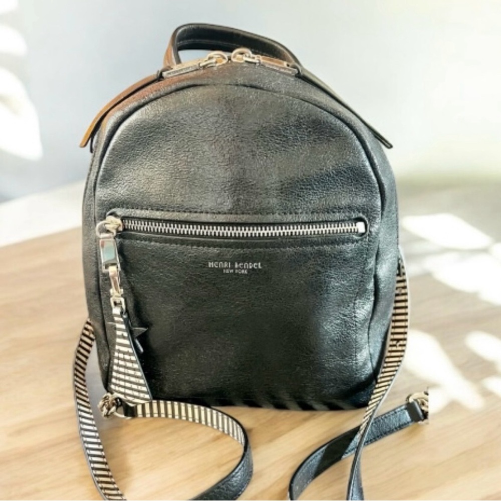 HENRI BENDEL RARE ABOUT TOWN BLACK LEATHER BACKPACK WITH DUST BAG